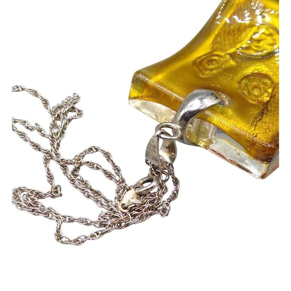 Dichroic Art Glass Millefiori Pendant with 18K White Gold Plating on Dainty Ster - Picture 5 of 5